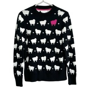 Retro Princess Pink Sheep Crewneck Sweater Small Preppy Whimsical Black Diana